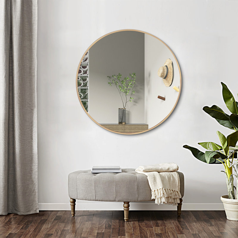 Miroir de salle de bain mural Lundys, Or, 36 po x 36 po