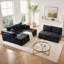 132" U-Shaped Chenille Sectional Sofa, Cloud Style Boneless Sofa with Lounges, Modern Upholstered Couch with Cup Holders & Side Pockets, Compression Sofa for Living Room, No Assembly Required,Black