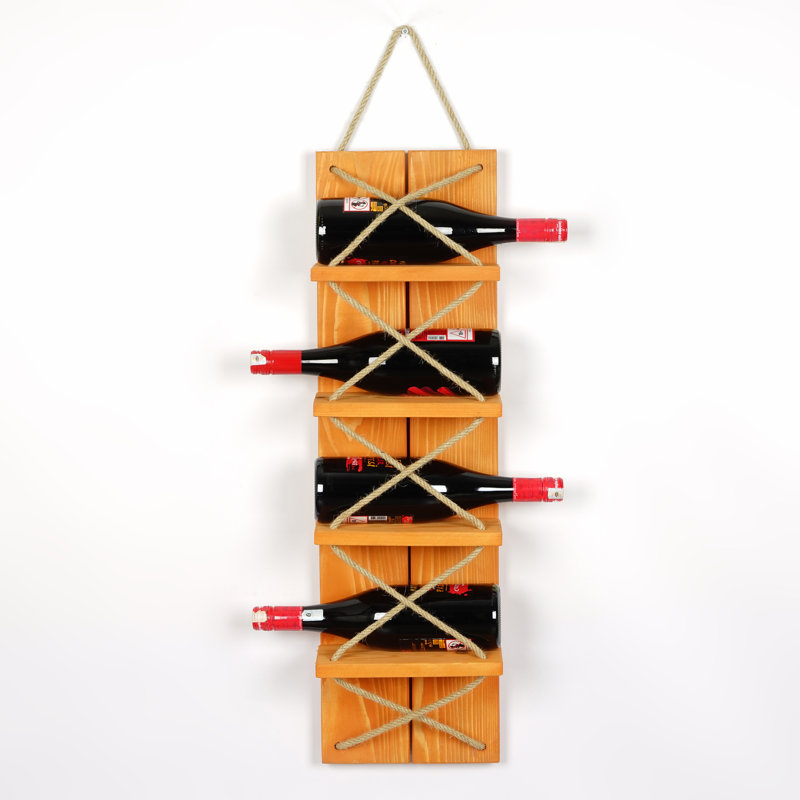 Wine Rack With Jute Rope, Light Oak