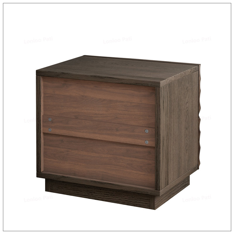 Solid Wood Nightstands With 2 Drawers, No Handles, Modern Design For Bedrooms And Living Rooms, Brown