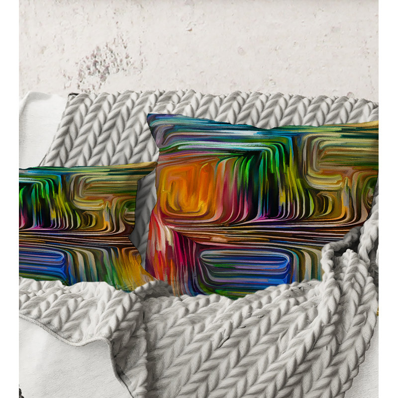 Carré, couleur Fusion III - coussin décoratif moderne imprimé, 16" x 16"