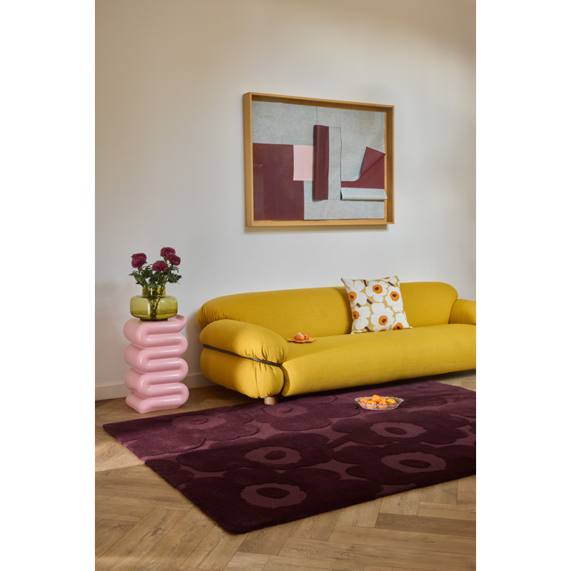 Unikko Honey | 132406, Burgundy, Rectangle 5'7" x 7'10"
