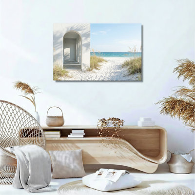 Ensemble de 1 tableau sur toile représentant une arche de plage