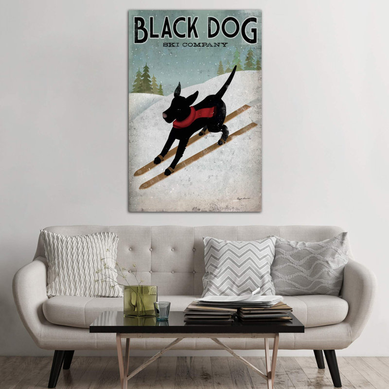 Black Dog Ski Co. I by Ryan Fowler - Print on Canvas, Black Floater Framed, 101.6 cm H x 66.04 cm W