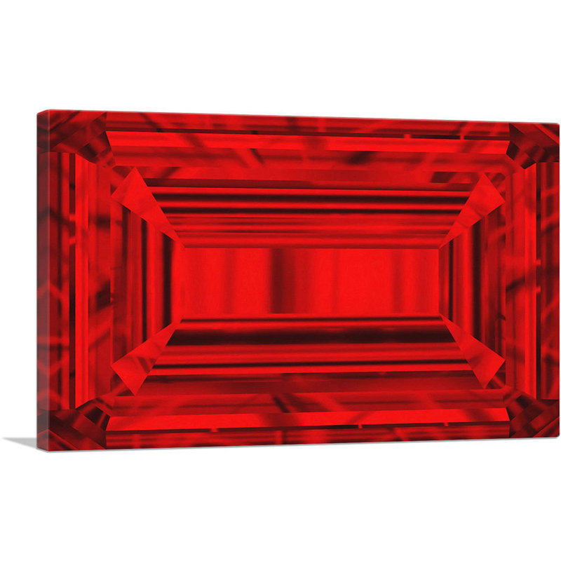 Rubis rouge émeraude taille diamant bijou - impression sur toile tendue, H 18 po x l 26 po x P 1,5 po