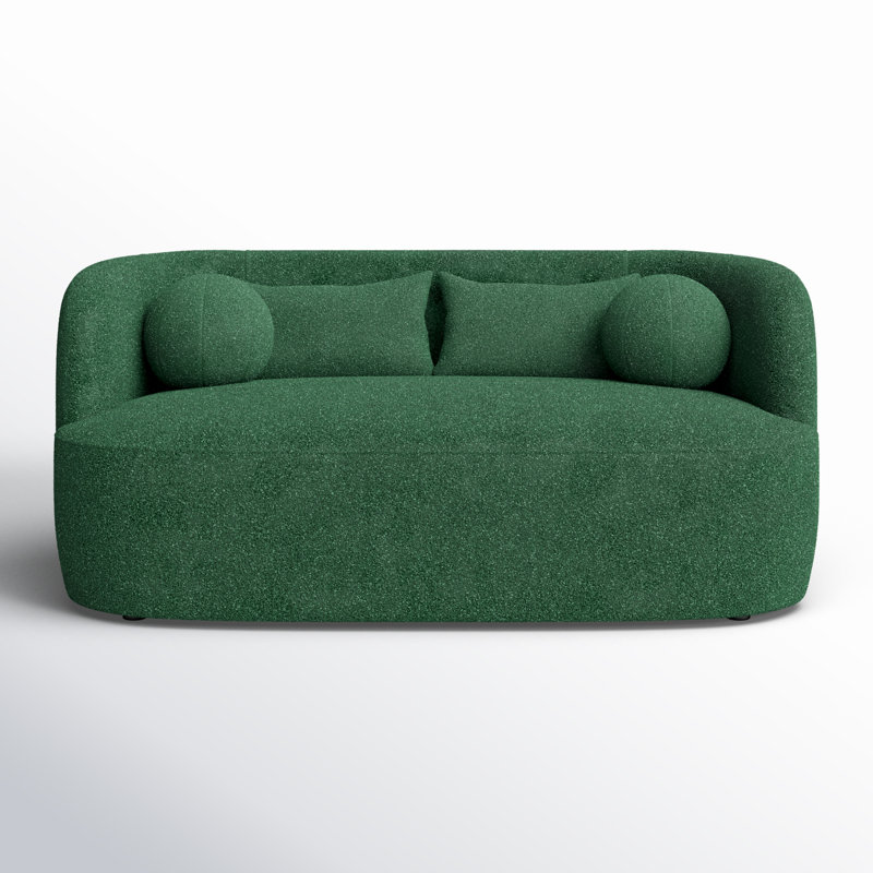Brinae 68" Wide Boucle Upholstered Loveseat Sofa, Green Performance Boucle