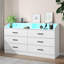Commode 6 tiroirs avec prise de courant Vikky, commode avec éclairage DEL, organisateur de commode moderne-1100989755