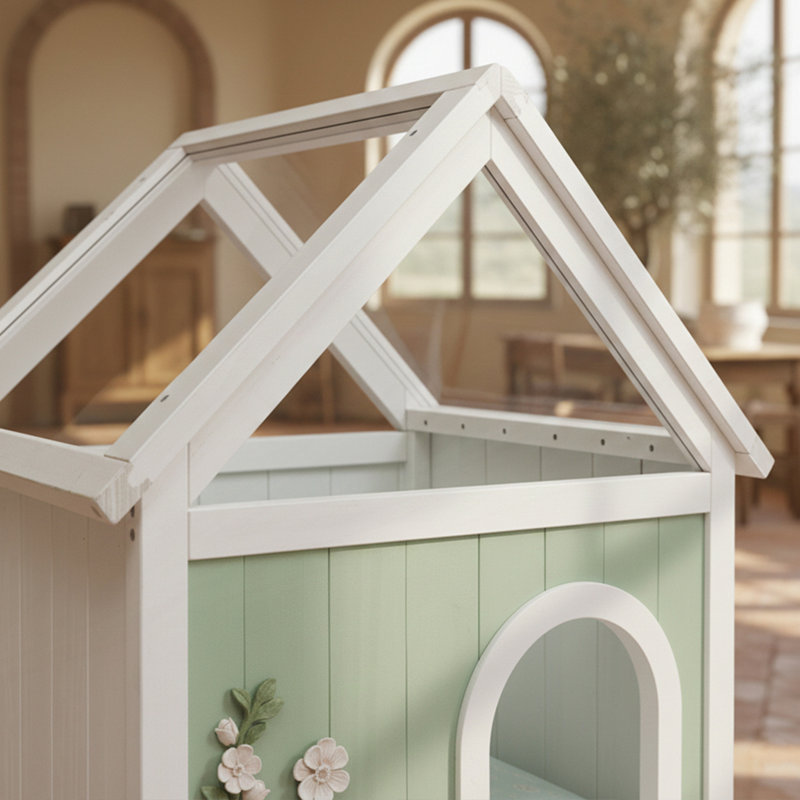 Maison pour chat en cèdre avec toit en acrylique transparent certifiée FSC - Maison pour petits chats et chiens
