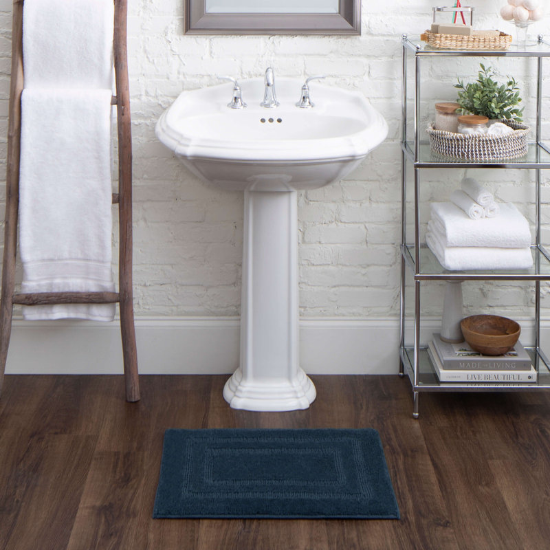 Kail Plush Stain/Fade Resistant Machine Washable Bath Mat, 17" W x 24" L, Twilight