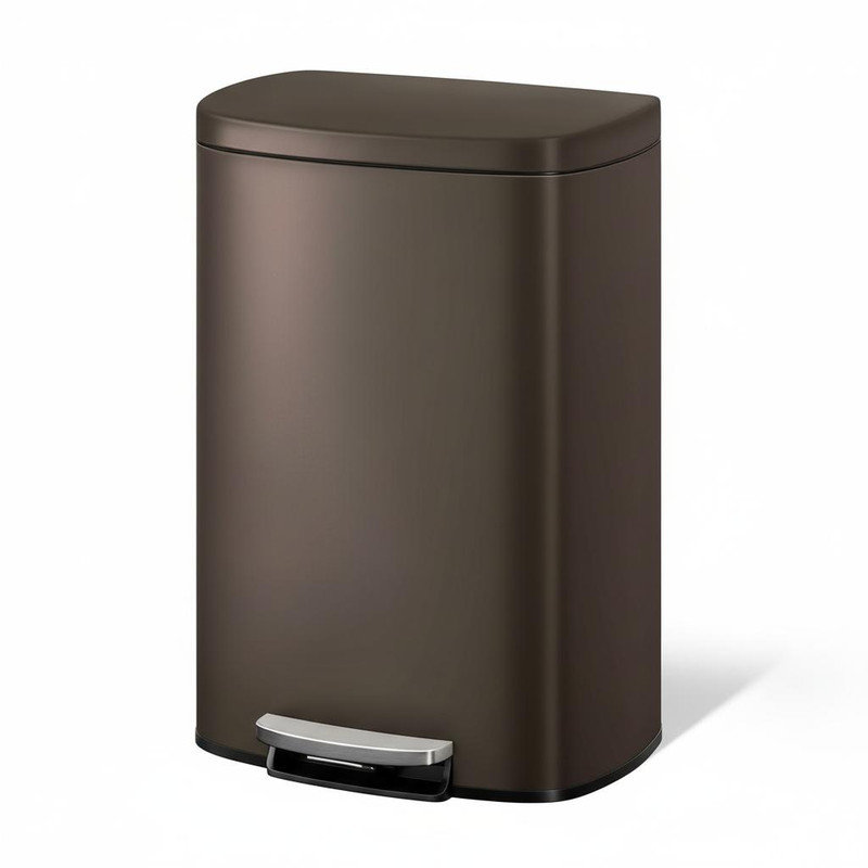 Stainless Steel Step On Kitchen Trash Can - 50L, Brown