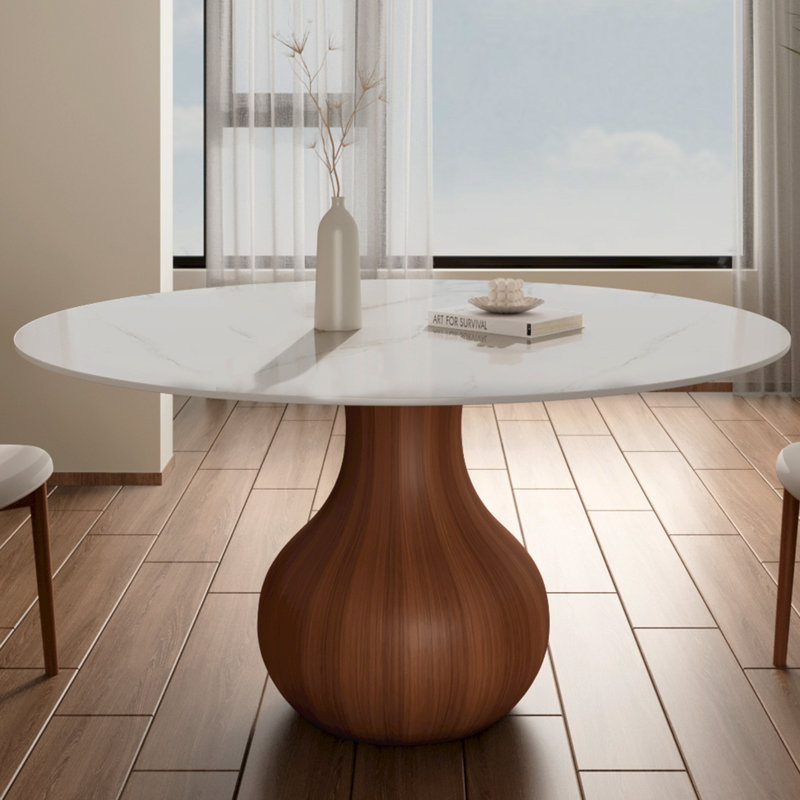 Ikerne Farmhouse Kitchen Table Vase-shaped Pedestal Dining Table Circular For 4/6/8, H 29,50 po x L 53,15 po x l 53,15 po