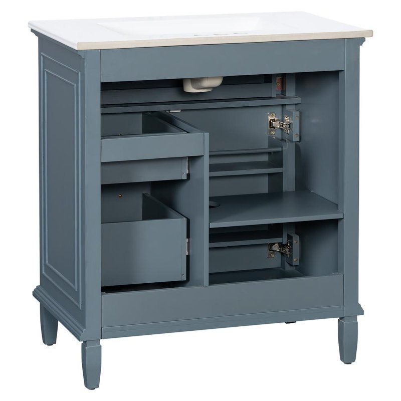 Meuble-lavabo de salle de bain avec lavabo, Bleu gris
