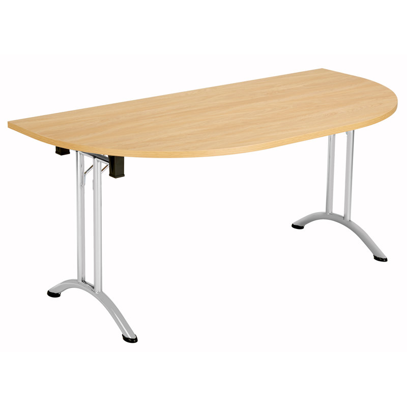 Buariki Half-circle 4 Person 160cm L Modular Training Table, Oak, Silver