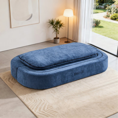 Modern Floor Sofa with 2 Pillows,Convertible Corduroy Fabric Foam-Filled Sleeper Sofa Bed, no assembly required,Convertible Sofa Cushion Unfolds into Quilt,Folding Mattress for Living Room,Playroom