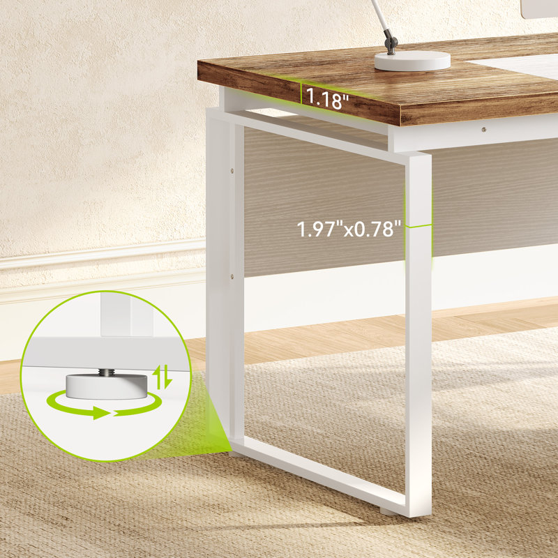 Bureau de direction 2 pièces avec classeur pour bureau personnel, Brun / Blanc
