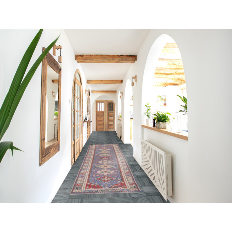 Tapis de couloir bleu Kazak