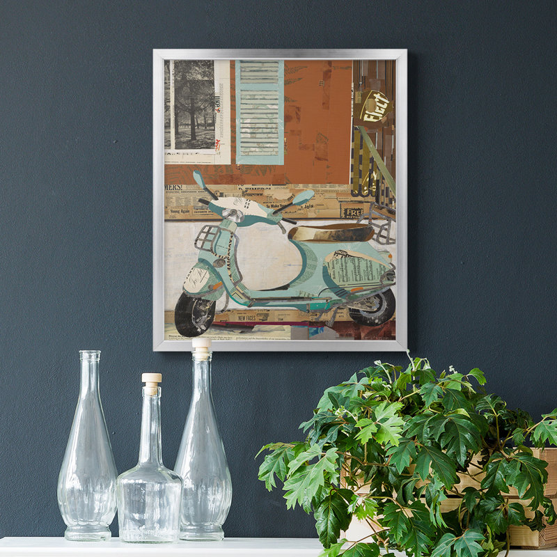 Toile encadrée de qualité supérieure That Vespa - prête à être accrochée, H 20 po x l 16 po, Argent