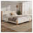 King Size Upholstered Bed Frame with Boucle Headboard, White Solid Wood Platform Bed
