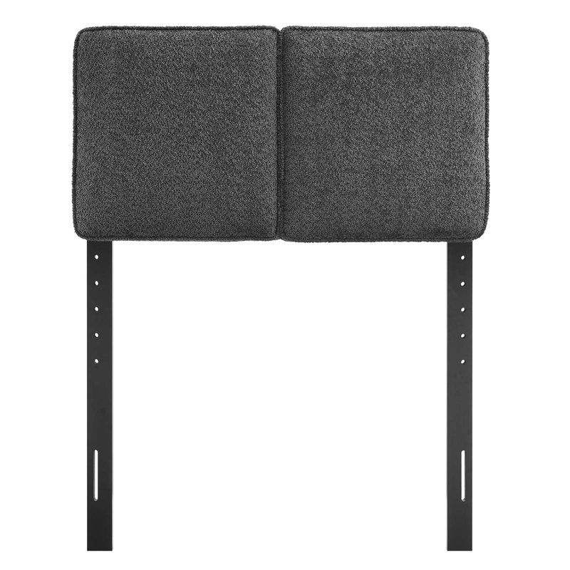 Slate Boucle Upholstered Twin Headboard with Wood Legs