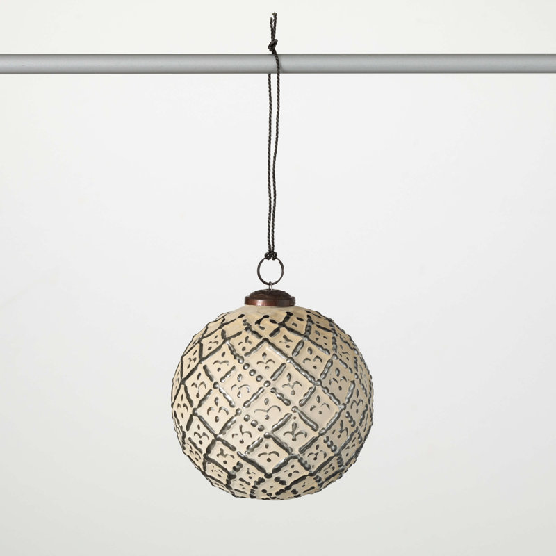 Ornement de Noël en relief 5 po, blanc argenté