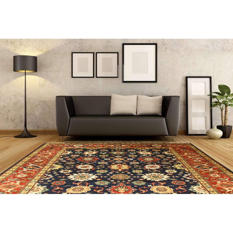 Tapis oriental traditionnel violet en laine noué à la main violet, Rectangle 6 pi x 9 pi