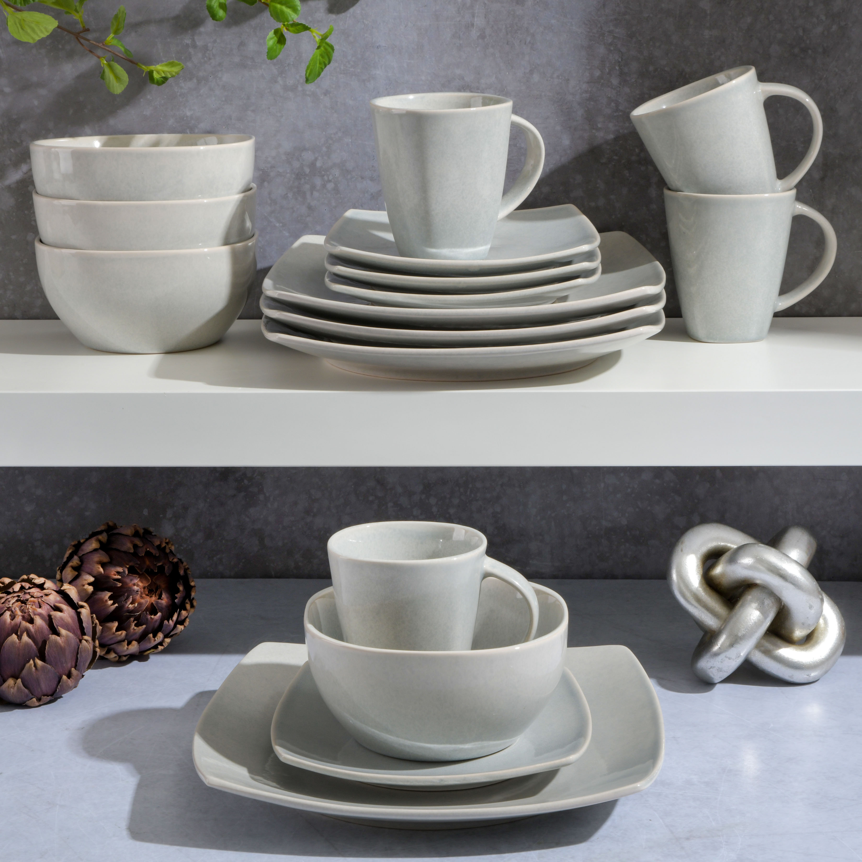 Ceramic Soho Dinnerware Set Gibson Soho Lounge Square 16-Piece