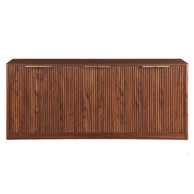 67-Inch Modern Wavy Sideboard, Curved Contour Design Storage Cabinet, 6-Door Cabinet With Storage Function, Suitable For Kitchen / Bedroom / Living Room, 67.0"L X 15.7"W X 27.7"H