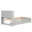 Lit simple gris avec tiroir encastré et solution de rangement élégante, 2 tiroirs et tête de lit bibliothèque exquise-801016745