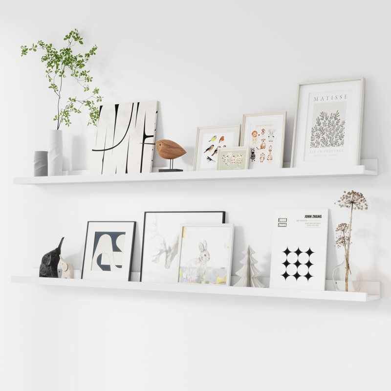 Tablette murale 2 pièces Darlicia, Blanc, H 2 po x l 56 po x P 4,7 po