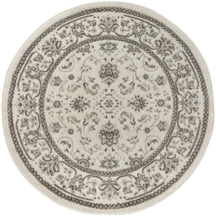 Keeley Oriental Machine Woven Polyester/Polypropylene Area Rug in Cream/Ivory