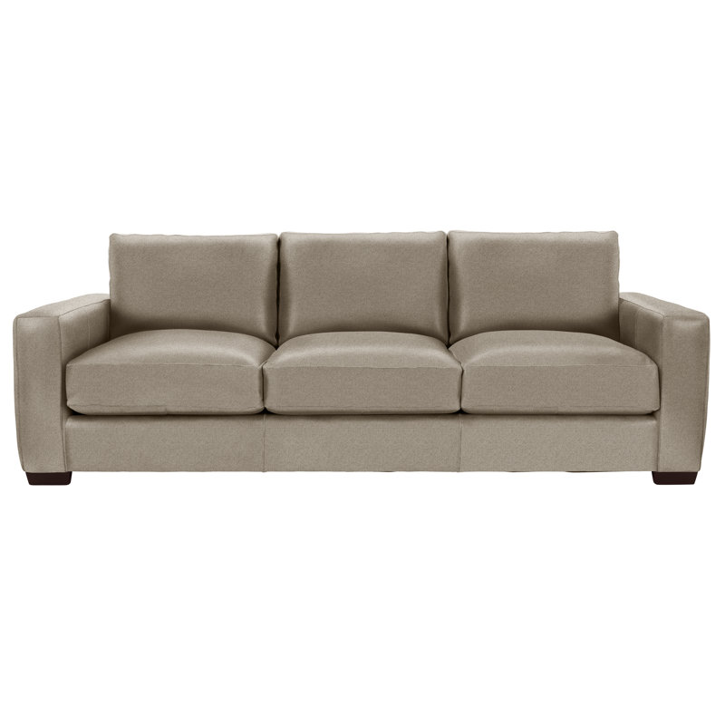 Dawkins 94'' Genuine Leather Square Arm Sofa, Mocha, Light Grey Leather 202-010