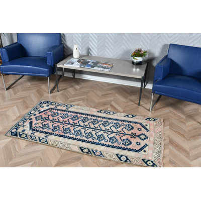 Petit tapis turc Anatolian rétro en laine brune tissé à la main pour un décor de vestibule avec un design Boho Oushak