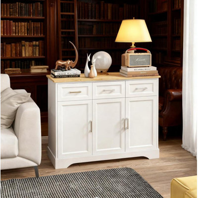 Îlot de cuisine avec rangement, armoire de salle à manger multifonctionnelle, buffet de cuisine moderne avec tiroirs et tablettes, chariot de cuisine autoportant avec plateau en bois massif