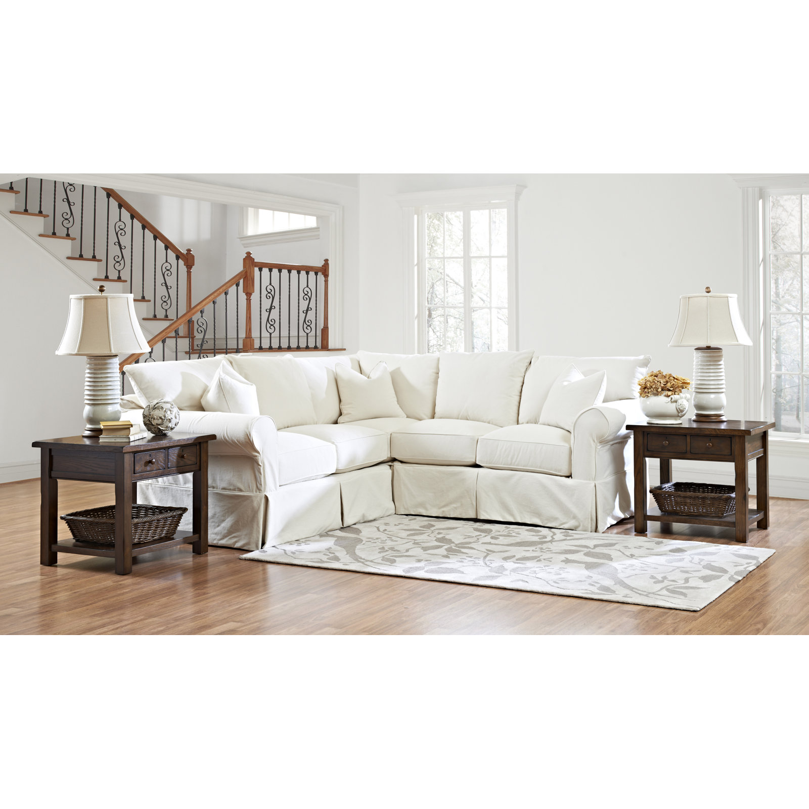 Amari 94" Wide Corner Sectional, Right Hand Facing, Macarena Light Gray Canvas