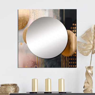 Goscho - Grand miroir mural carré en marbre abstrait pour chambre à coucher