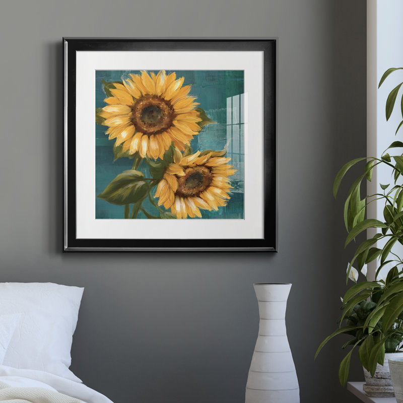 Tournesol II par J Paul - reproduction d'art sur papier encadrée, Papier encadré noir, H 30,5 po x l 30,5 po x P 1,5 po