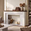 68.7-Inch Two-Tone Fireplace Mantel Surround with Marble-Look Finish and Walnut-Tone Top