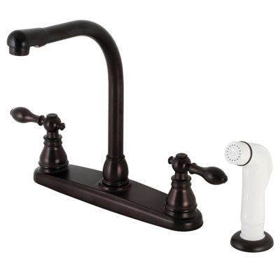 Kingston Brass American Classic Two-Handle 4-Hole 8" Centerset Kitchen Faucet with Side Sprayer