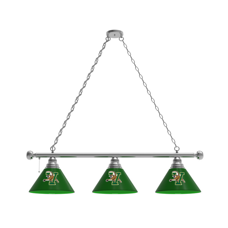 3 - Light Pool Table Lights Pendant, Chrome, Vermont Catamounts