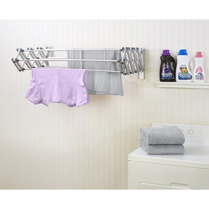 Silver Aluminum Collapsible Wall-Mount Drying Rack