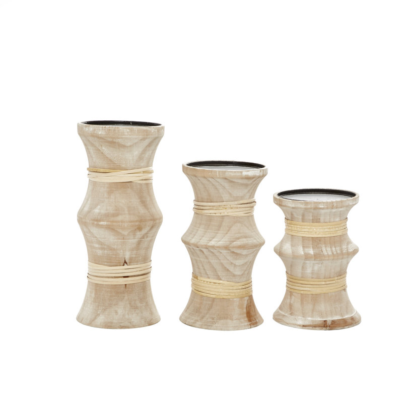 10.05'' H Wood Tabletop Candlestick