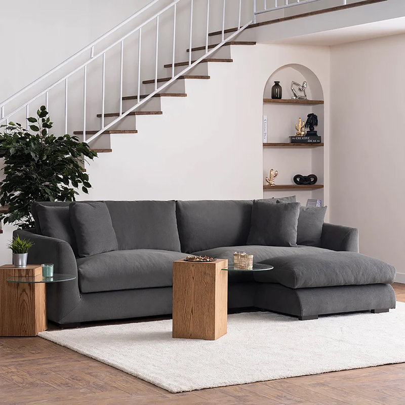Delio 103'', Gray Microfiber/Microsuede