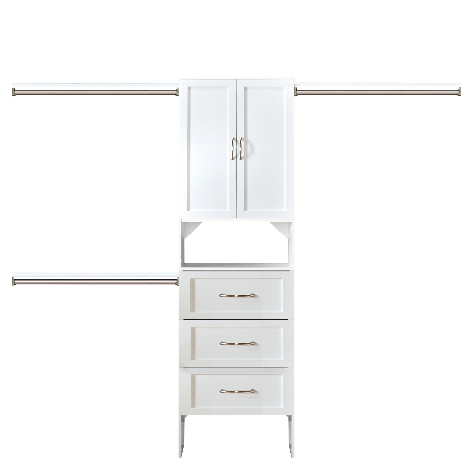 SuiteSymphony 84" W - 120" W Closet System with Drawers and Doors, Pure White