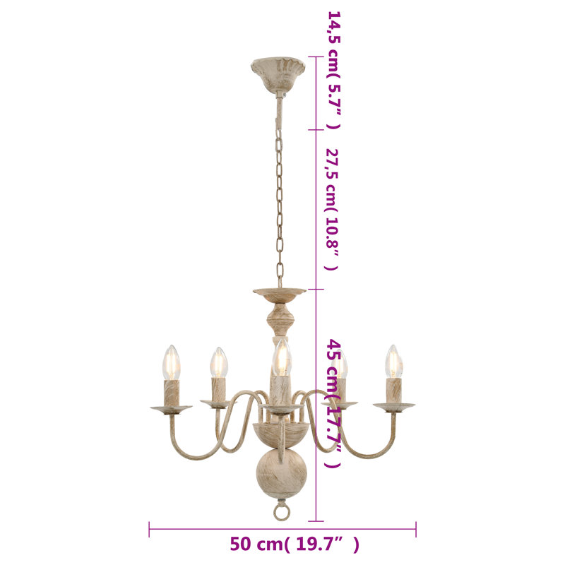 Cheesman 5 - Light Candle Style Chandelier, Beige