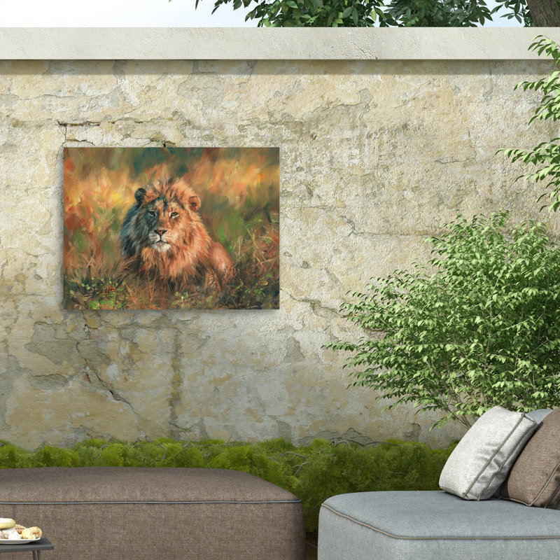 Toile d'extérieur David «Stribble Lion At Sunset», H 14 po x l 19 po