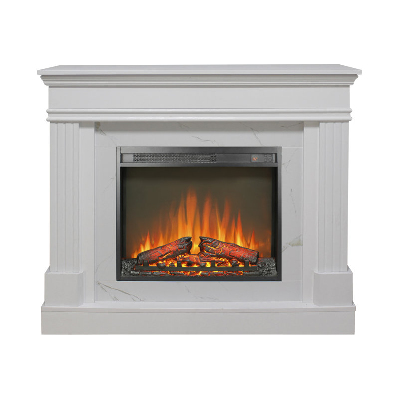 44" Electric Fireplace With Mantel For Living Room Or Bedroom,23" Fireplace Insert Heater, Realistic Log And Flame Effect, Remote Control, Timer