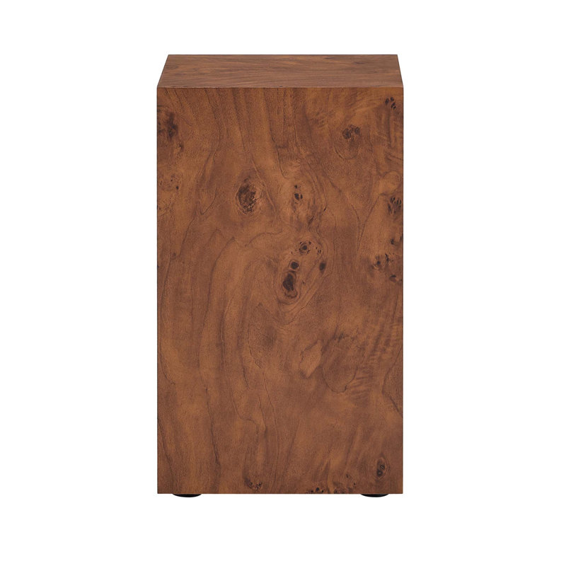 Premium Burl Walnut Veneer Cube Table with Height Adjustable Versatility