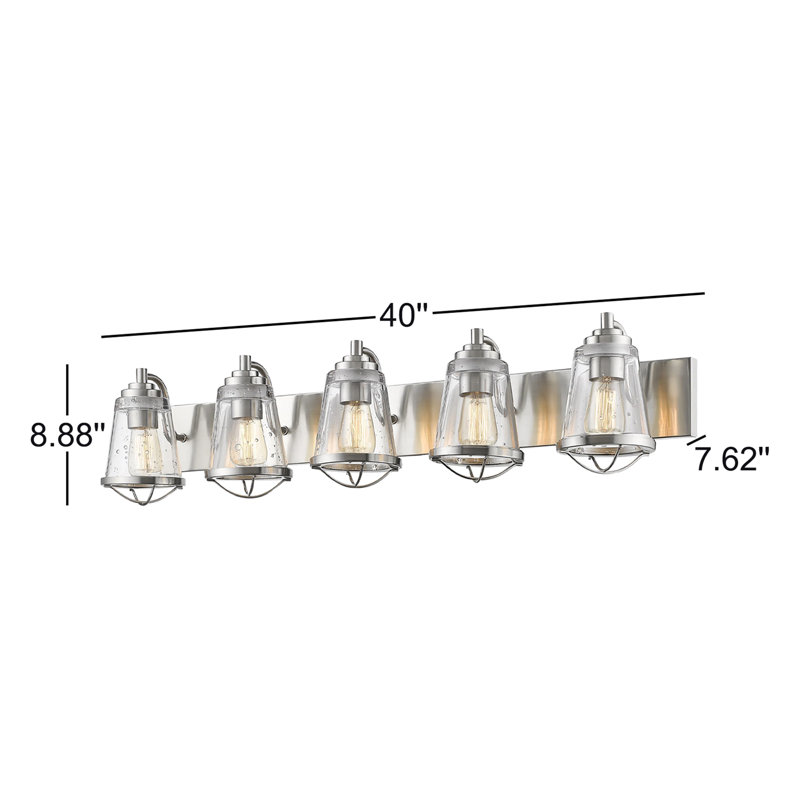 Éclairage pour salle de bain à intensité variable 5 lumières Akshay, Nickel brossé