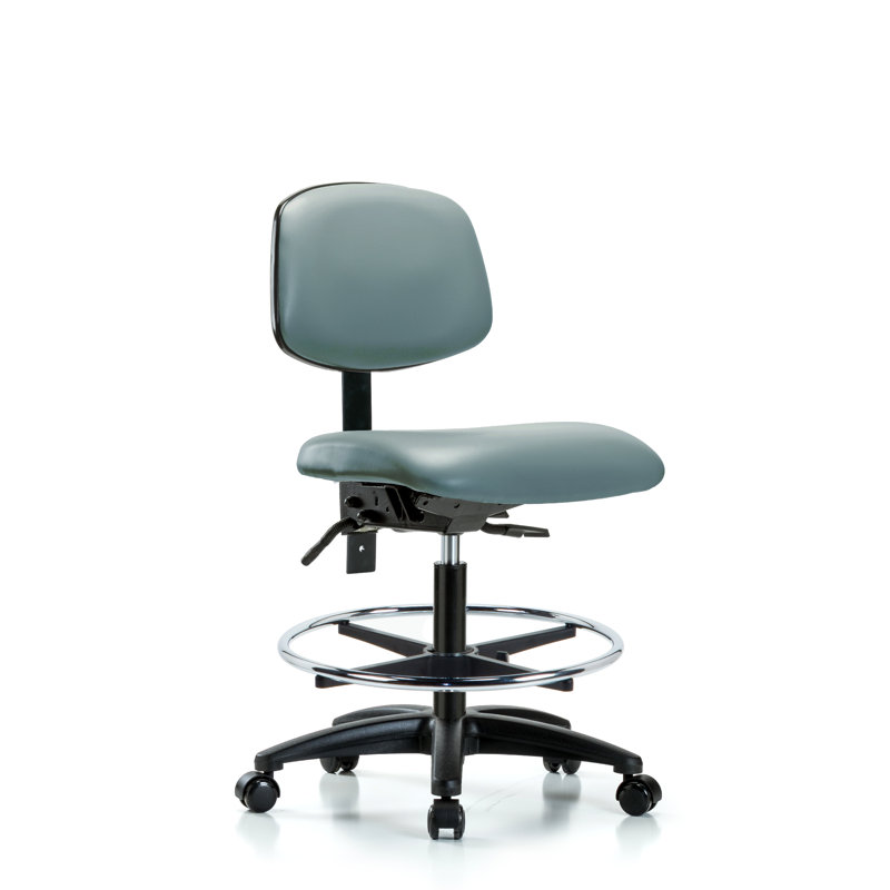Chaise de travail Kyis, Non, Bleu-gris, Roulettes