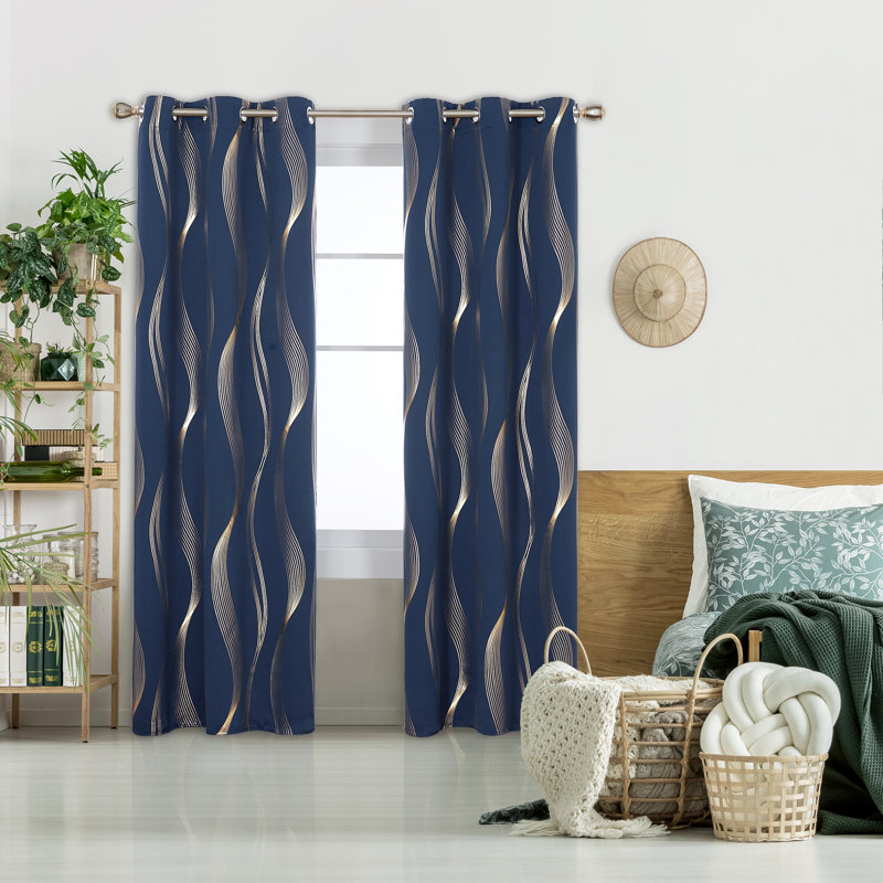 Paire de rideaux Givonni, L 42 po x L 84 po, Bleu marine